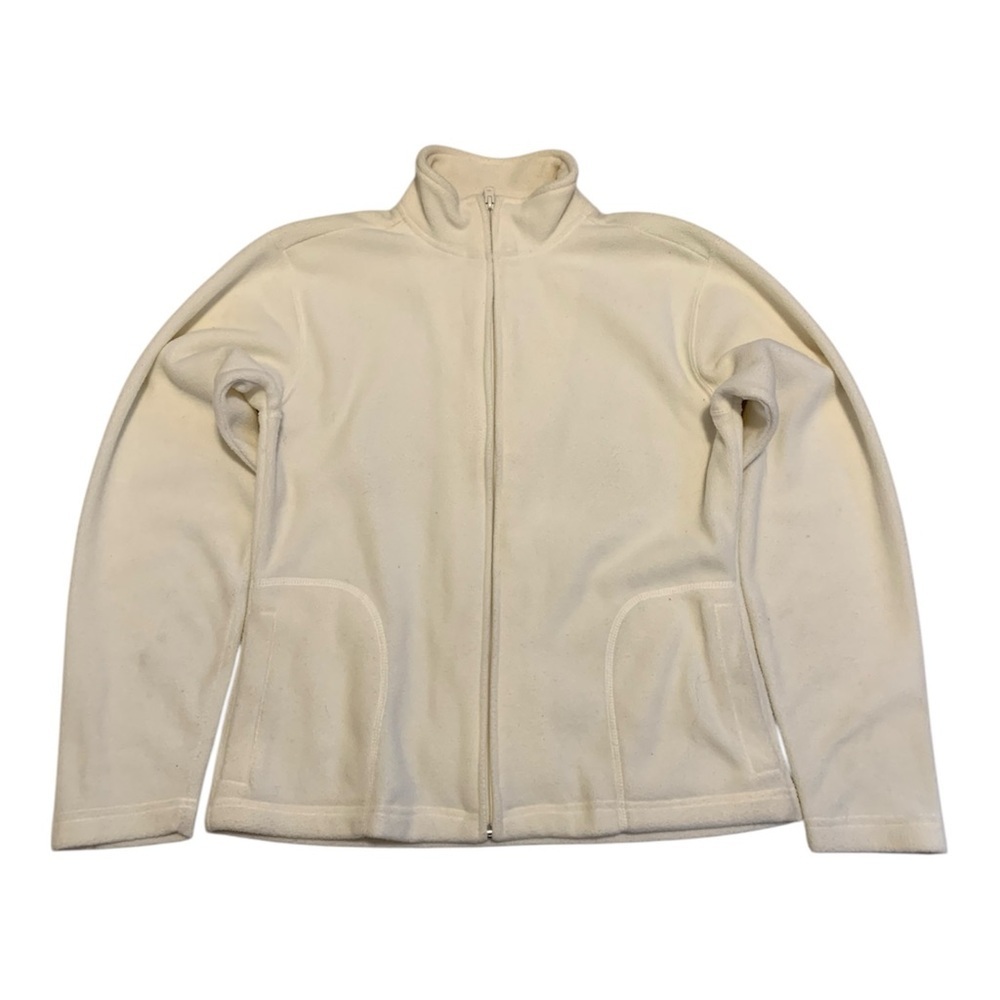 Midnight White Full-Zip Fleece Jacket Size M - Cozy & Warm Winter Outerwear